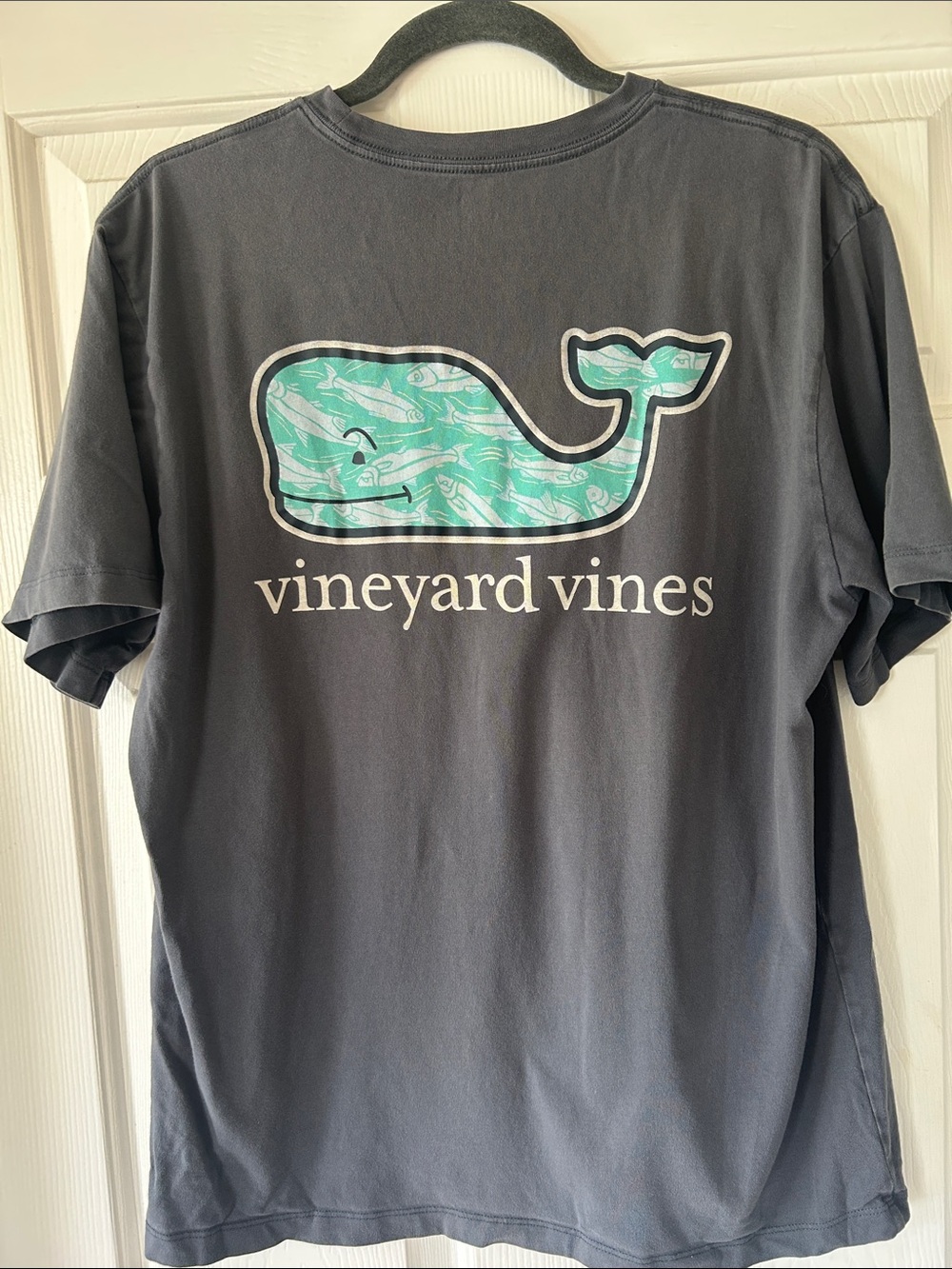Vineyard Vines Charcoal Short-Sleeve Tee with Teal Whale